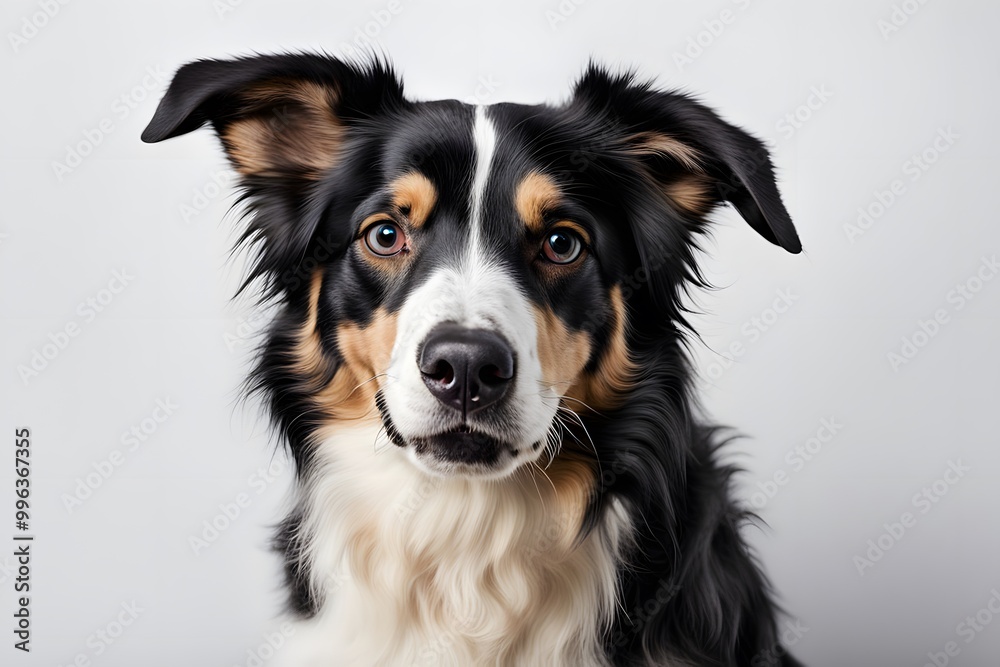 Border collie mix dog on white background, Ai Generated Border collie mix dog on white background, Ai Generated