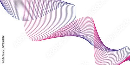 Abstract vector background with pink wavy lines. Pink wave background, abstract red blue wave, geometric DNA texture background, Vector illustration, Wave of multi-colored lines .