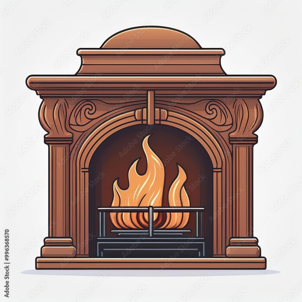 Elegant Stone Fireplace Icon with Burning Flames. Classic Architectural Design for Warmth and Comfort Illustrations, Perfect for Home Decor and Interior Design Themes Logo Icon Winter Christmas Elegant Stone Fireplace Icon with Burning Flames. Classic Architectural Design for Warmth and Comfort Illustrations, Perfect for Home Decor and Interior Design Themes Logo Icon Winter Christmas