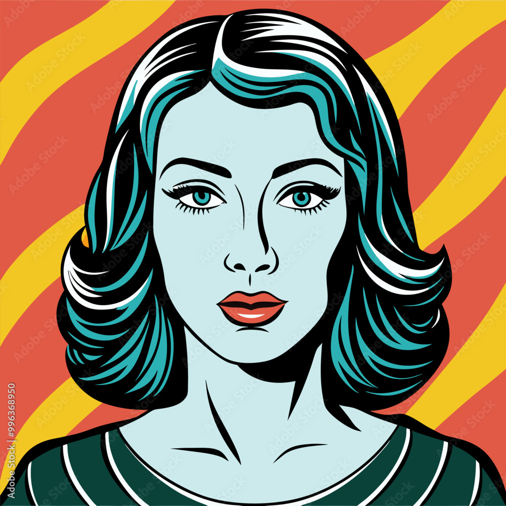 Face of a beautiful woman. Retro pop art comic style. Vector illustration. Face of a beautiful woman. Retro pop art comic style. Vector illustration.