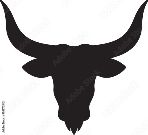 long horn bull head icon silhouette vector art illustration
