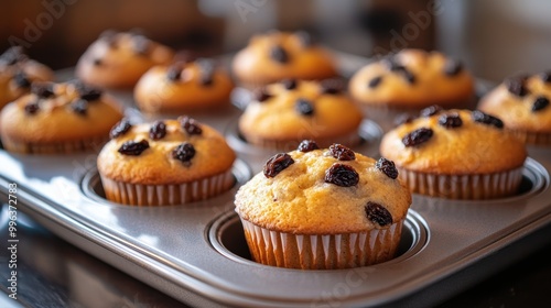 Homemade Raisin cupcake closeup view