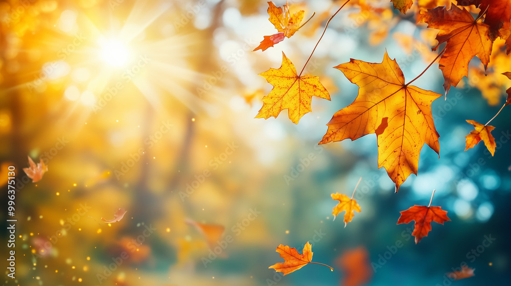 Autumn leaves in sunlight. Natural autumn background with space for text. Autumn leaves in sunlight. Natural autumn background with space for text.