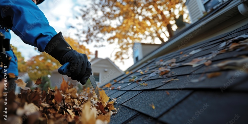 Cleaning the leaves glove house leaf. Cleaning the leaves glove house leaf.
