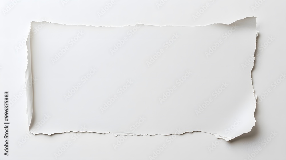 Torn white paper with a ripped edge creates a frame against a white background. Torn white paper with a ripped edge creates a frame against a white background.