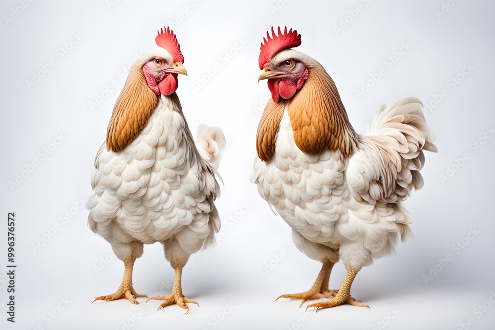 Fototapeta premium Brahma chicken on white background, AI generated