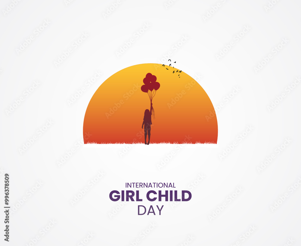 International day of the Girl child creative concept. girl child day creative design for banner, poster. Happy girl vector.