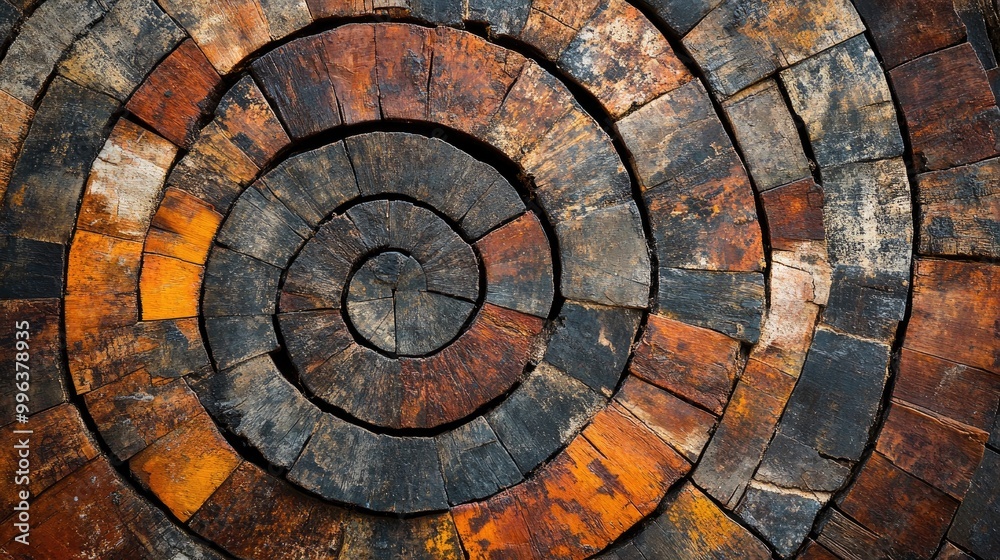 Fototapeta premium Rustic circular patterns featuring natural colors and textures