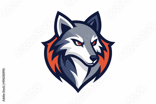 Wolf mascot logo . Various color wolf head vector art illustration photo