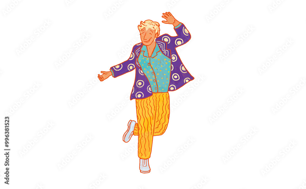 Christmas illustration of a dancing man in a jacket. Sticker PNG transparent Christmas illustration of a dancing man in a jacket. Sticker PNG transparent