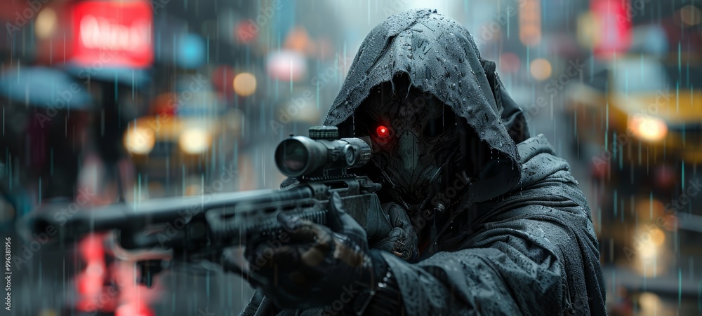 Futuristic Warrior in the Rain Futuristic Warrior in the Rain