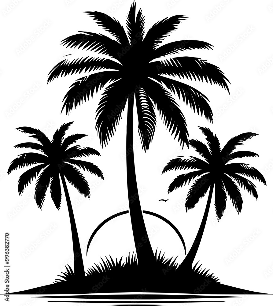 Obraz premium Create a Plam tree vector silhouette with white background