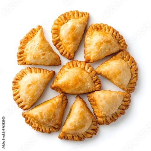 Crispy Golden Brown Empanadas Arranged in a Circle