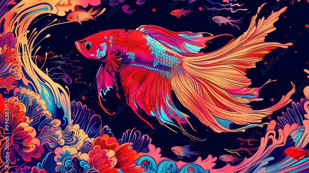 colorfully illustration of betta fish