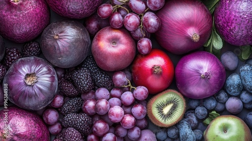 Variety of Purple Fruits and Vegetables