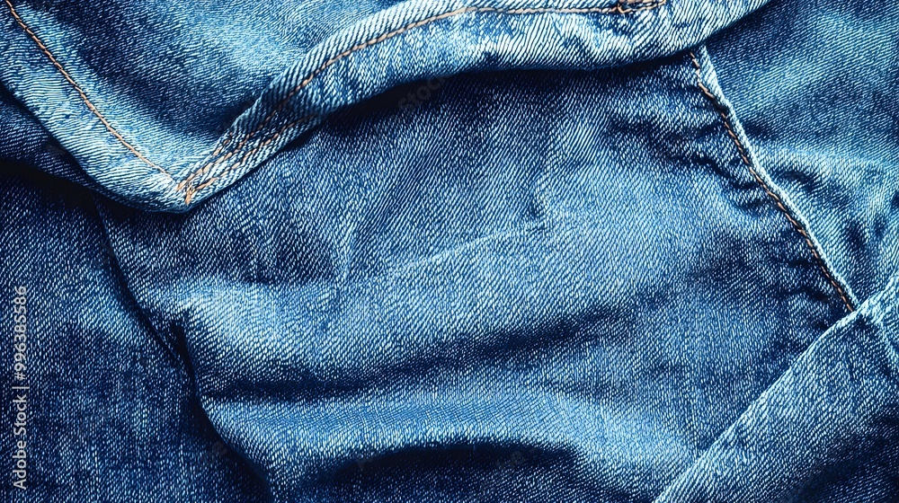 Fototapeta premium Detailed Textured Blue Denim Background with Clean Copyspace for Fashion Ads and Website Banners