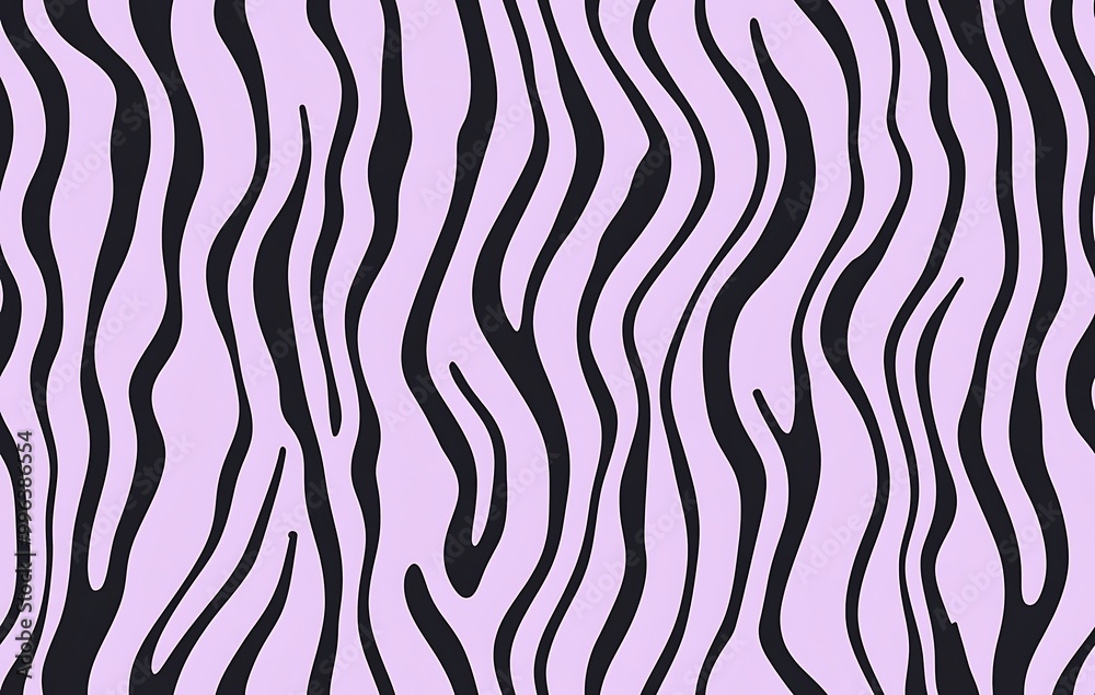 A seamless pattern of wavy lines in black on a lavender background A seamless pattern of wavy lines in black on a lavender background