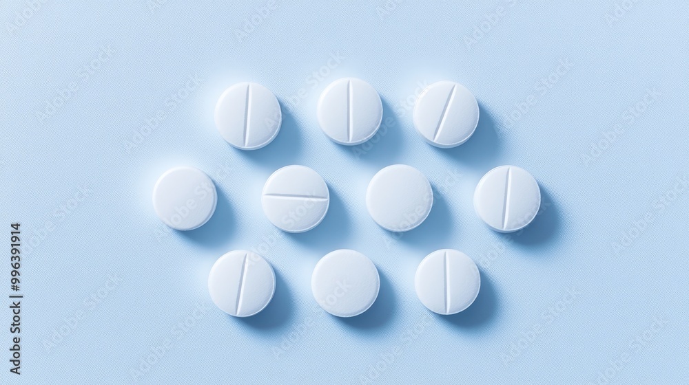 Pain relief tablets arranged on a simple background Pain relief tablets arranged on a simple background