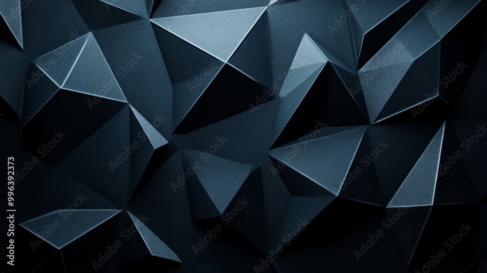 Polished, semigloss wall with triangular tiles and 3D black blocks. 3D Render - Stock image. Polished, semigloss wall with triangular tiles and 3D black blocks. 3D Render - Stock image.