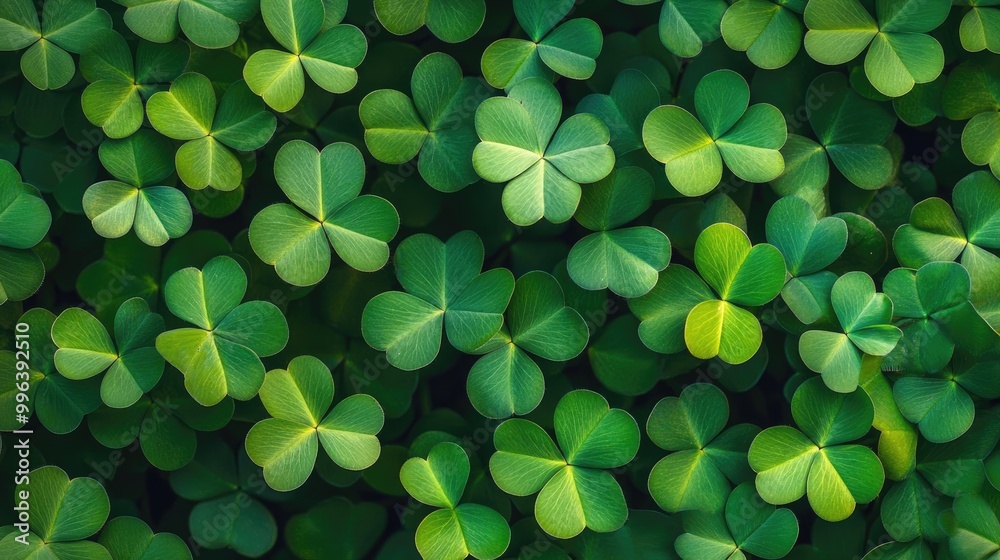 Close up of vibrant clover leaves celebrating the beauty of nature and symbolizing good fortune ideal for green themed backgrounds and seasonal designs Close up of vibrant clover leaves celebrating the beauty of nature and symbolizing good fortune ideal for green themed backgrounds and seasonal designs