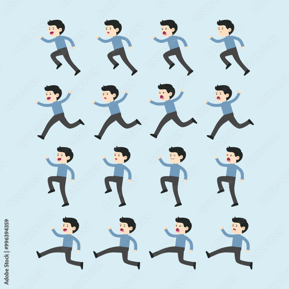 A vector collection of business concept characters with various poses and expressions. Simple businessman illustration for design elements on the theme of business and financial situations. person A vector collection of business concept characters with various poses and expressions. Simple businessman illustration for design elements on the theme of business and financial situations. person