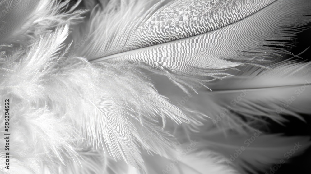 Fototapeta premium Fluffy bird feathers in black and white perfect for background use