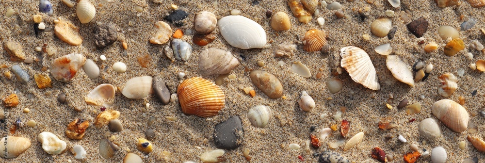 Coarse beach sand texture with small pebbles and shells mixed in Coarse beach sand texture with small pebbles and shells mixed in