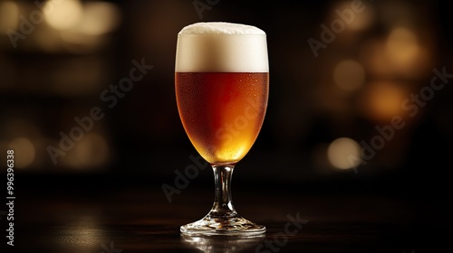 Close-up of a Glass of Beer with Rich Foam