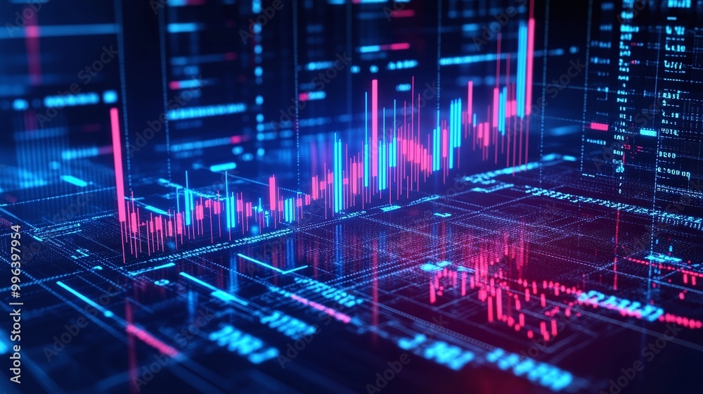 Data analysis visualization with vibrant graphs and digital information displayed on a sleek interface. Data analysis visualization with vibrant graphs and digital information displayed on a sleek interface.