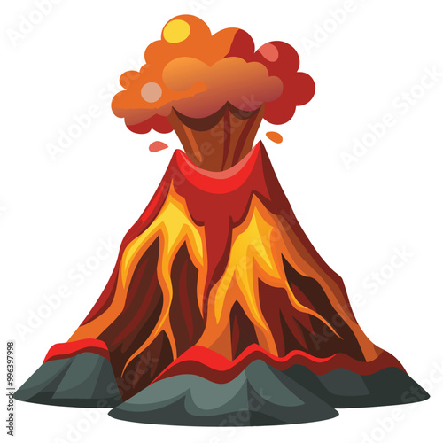 Volcano vector illustration isolated on a white background