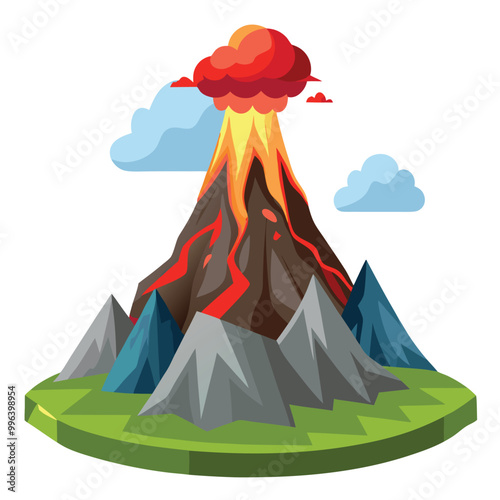 Volcano vector illustration isolated on a white background