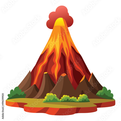 Volcano vector illustration isolated on a white background