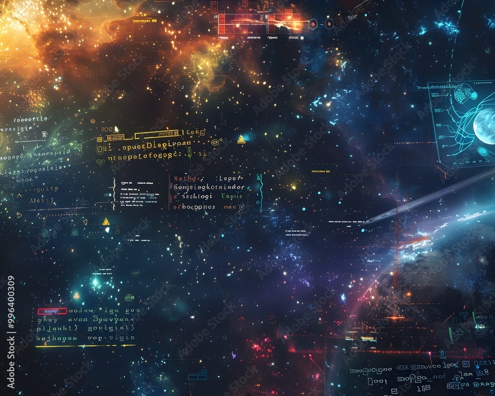 © Bussakon - Cosmic Message Board Interstellar Communication Concept with Updates News and Discoveries Shared Across the Universe © Bussakon - Cosmic Message Board Interstellar Communication Concept with Updates News and Discoveries Shared Across the Universe