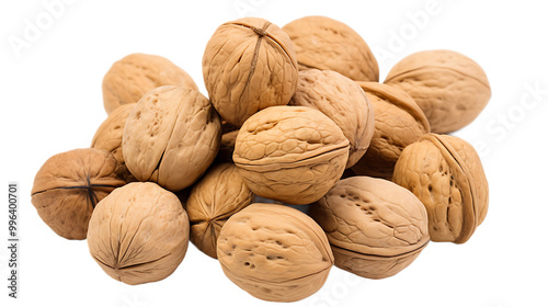 a pile of walnuts on a white background

