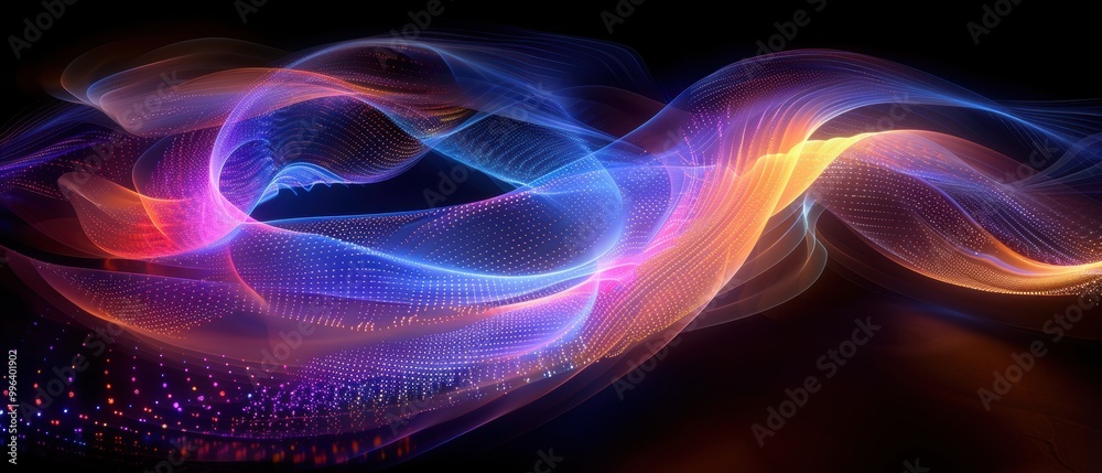 Vibrant Abstract Light Waves on Dark Background Vibrant Abstract Light Waves on Dark Background