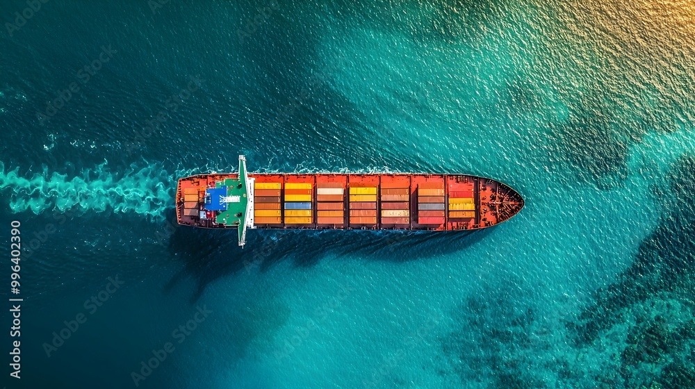 Aerial Cargo Ship Navigating Shipping Lane with Blank Maritime Industry Backdrop Aerial Cargo Ship Navigating Shipping Lane with Blank Maritime Industry Backdrop