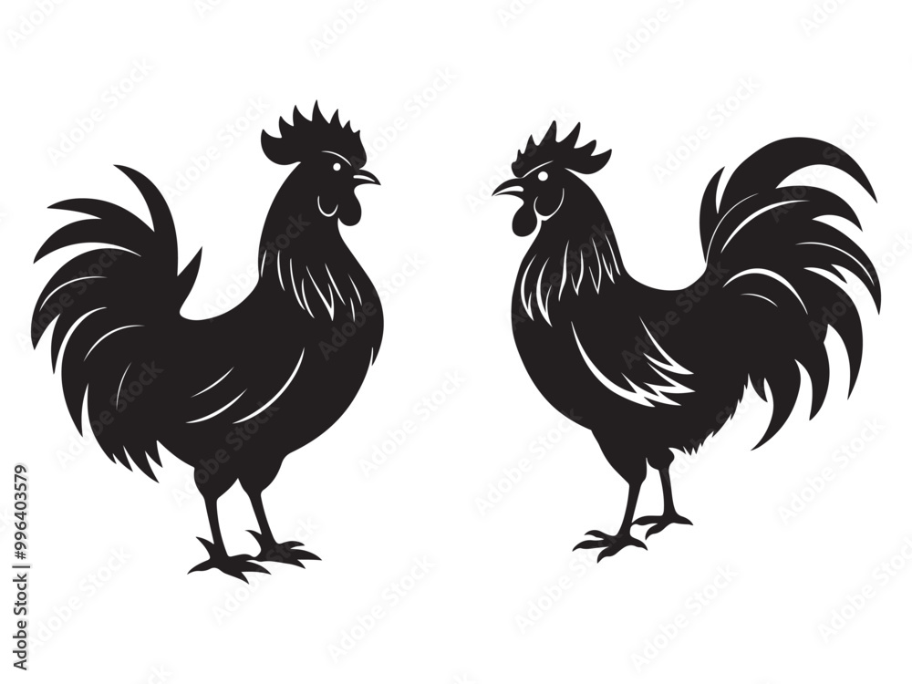 Fototapeta premium Illustration of black hen in cutout style vector art