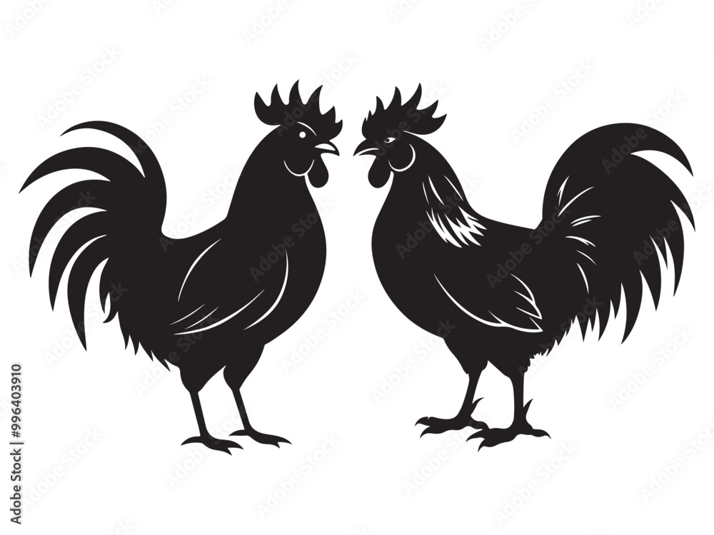 Illustration of black hen in cutout style vector art Illustration of black hen in cutout style vector art