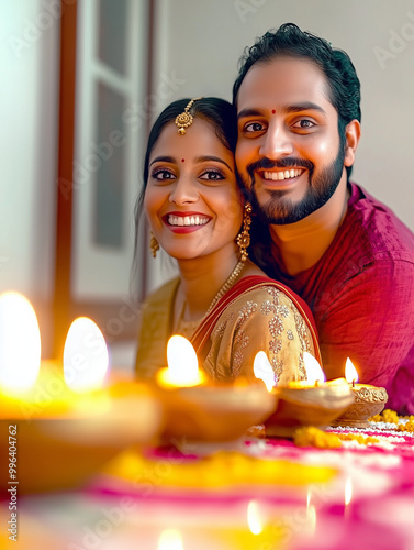 An Indian couple celebrates...