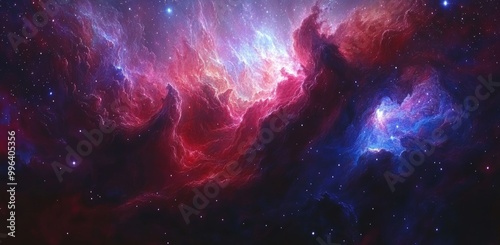 Cosmography and astronomy of nebula galaxy clouds. Wallpaper of supernova in space.
