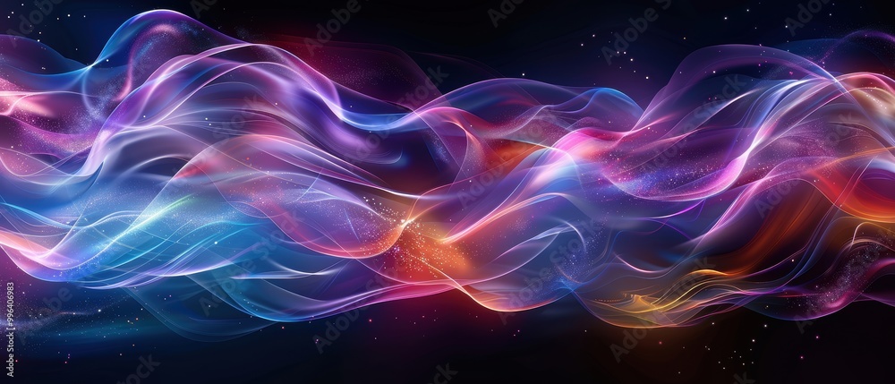 Fototapeta premium Colorful Abstract Waves of Light on Dark Background
