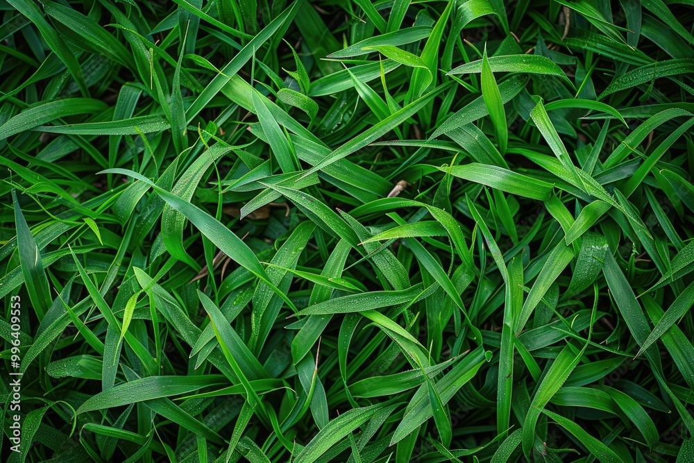 A close-up shot of lush green grass with intricate details A close-up shot of lush green grass with intricate details