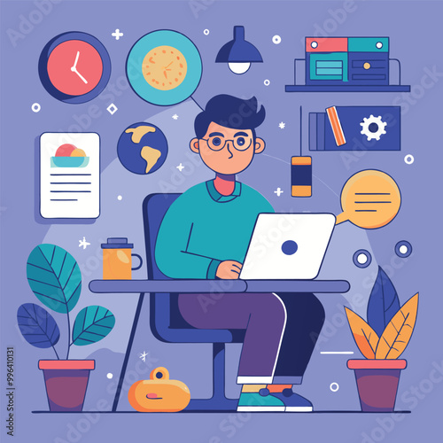 Freelance working web concept with character scene Woman designer creating ui elements and works online People situation in flat design Vector illustration for social media marketing material
