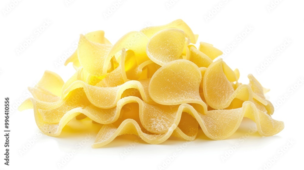 A heap of cooked pasta noodles on a clean white surface, ready for serving or further preparation A heap of cooked pasta noodles on a clean white surface, ready for serving or further preparation