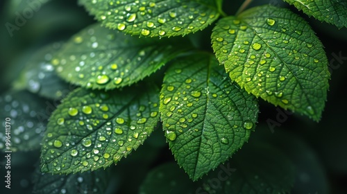 Dewy Leaves: A Close-Up View of Nature's Beauty