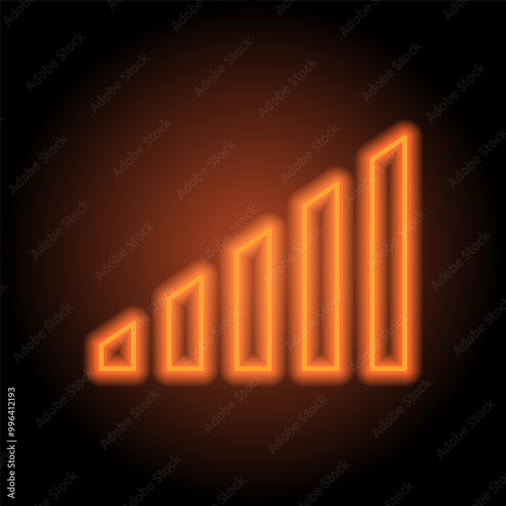Volume levels simple icon vector. Flat design. Orange neon on black background Volume levels simple icon vector. Flat design. Orange neon on black background