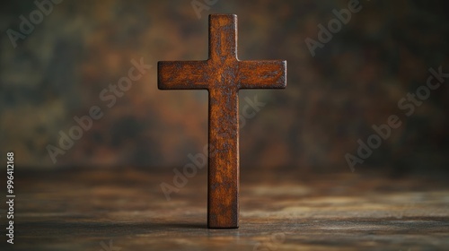 Wooden cross symbolizing Christian faith representing the crucifixion of Jesus Christ associated with Easter and significant religious events photo