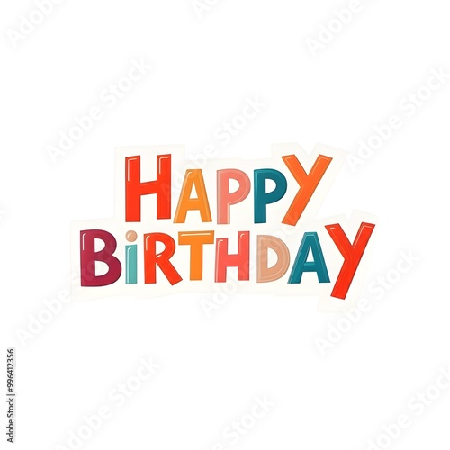 colorful Happy birthday typography on white background 