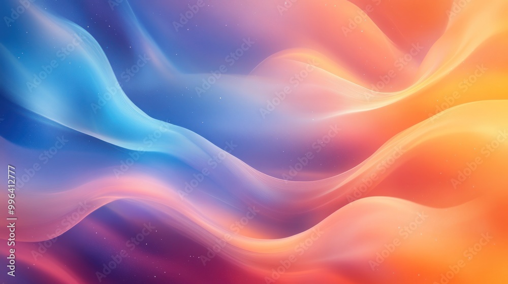 Obraz premium Abstract blue, orange, and pink wave pattern background.