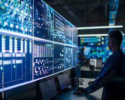 Smart Grid Control Room with Monitoring and Electricity Flow Management